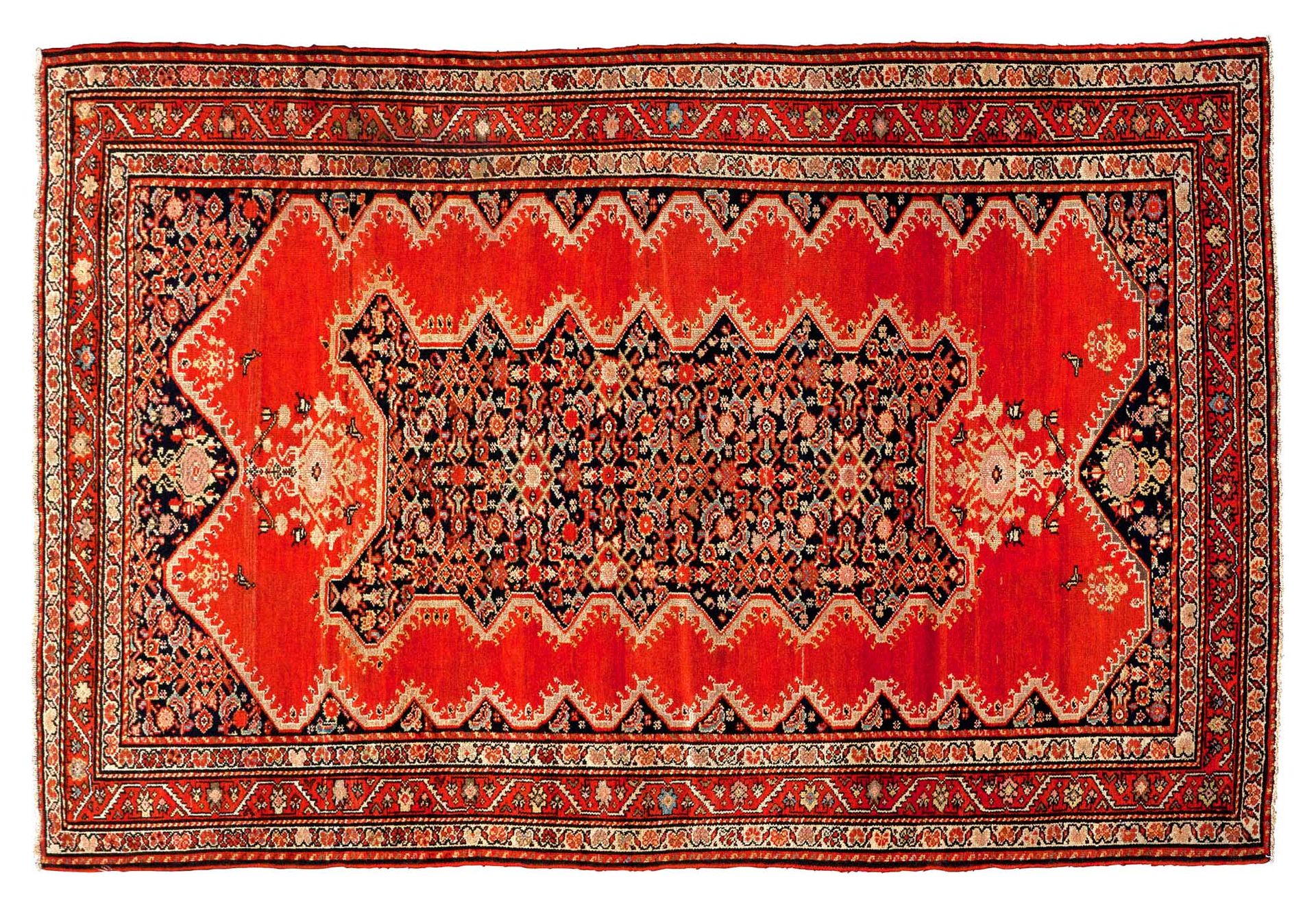 Null MELAYER地毯（波斯），19世纪末

尺寸：200 x 115厘米

技术特点 : 羊毛丝绒，棉质基础。

一个参差不齐的长方形双尼砖反面，悬挂着&hellip;