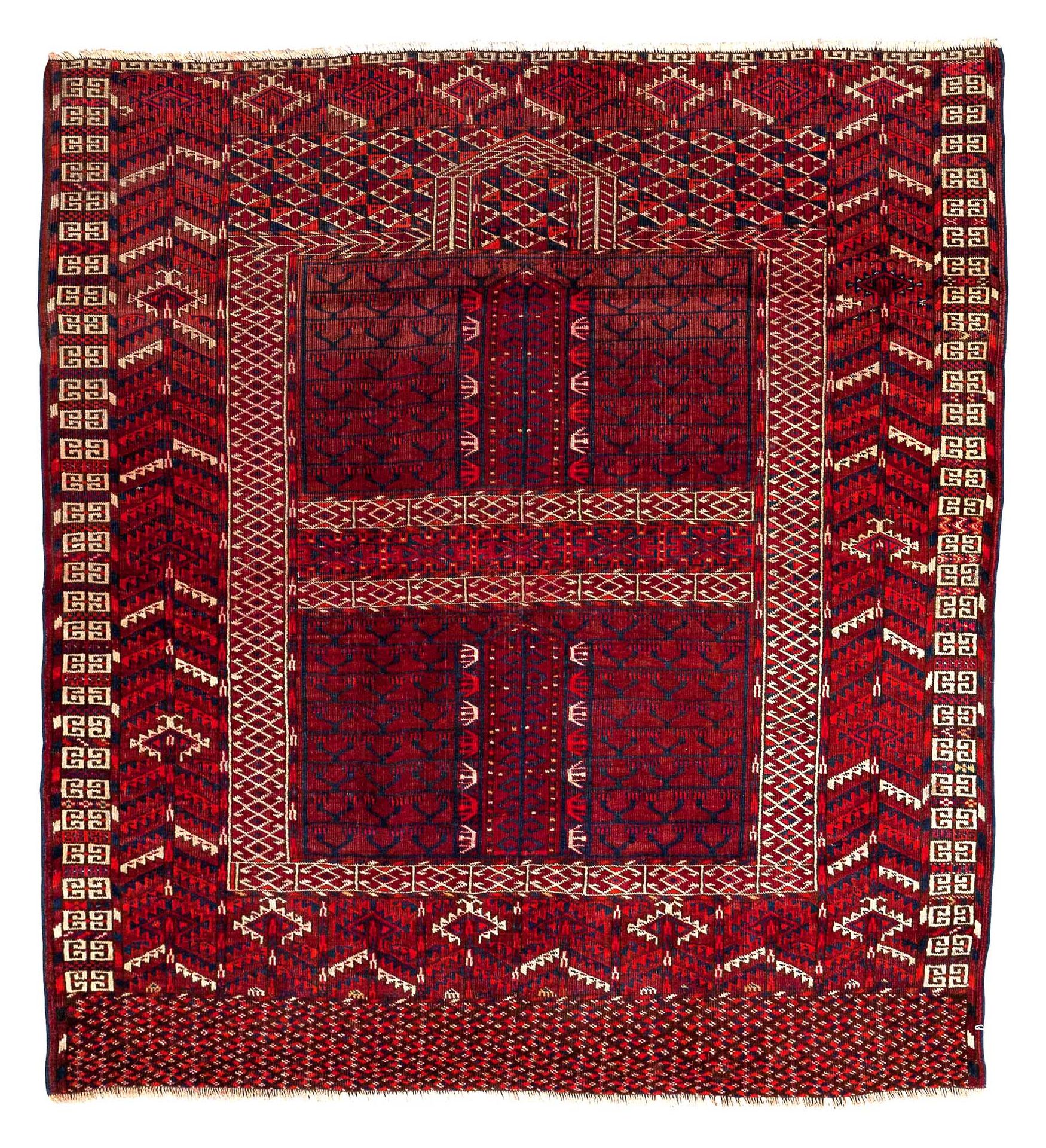Null Tékké BOUKHARA ENSI-HATCHLOU地毯（中亚），19世纪末

尺寸：138 x 122厘米

技术特点 : 羊毛基础上的羊毛绒。&hellip;