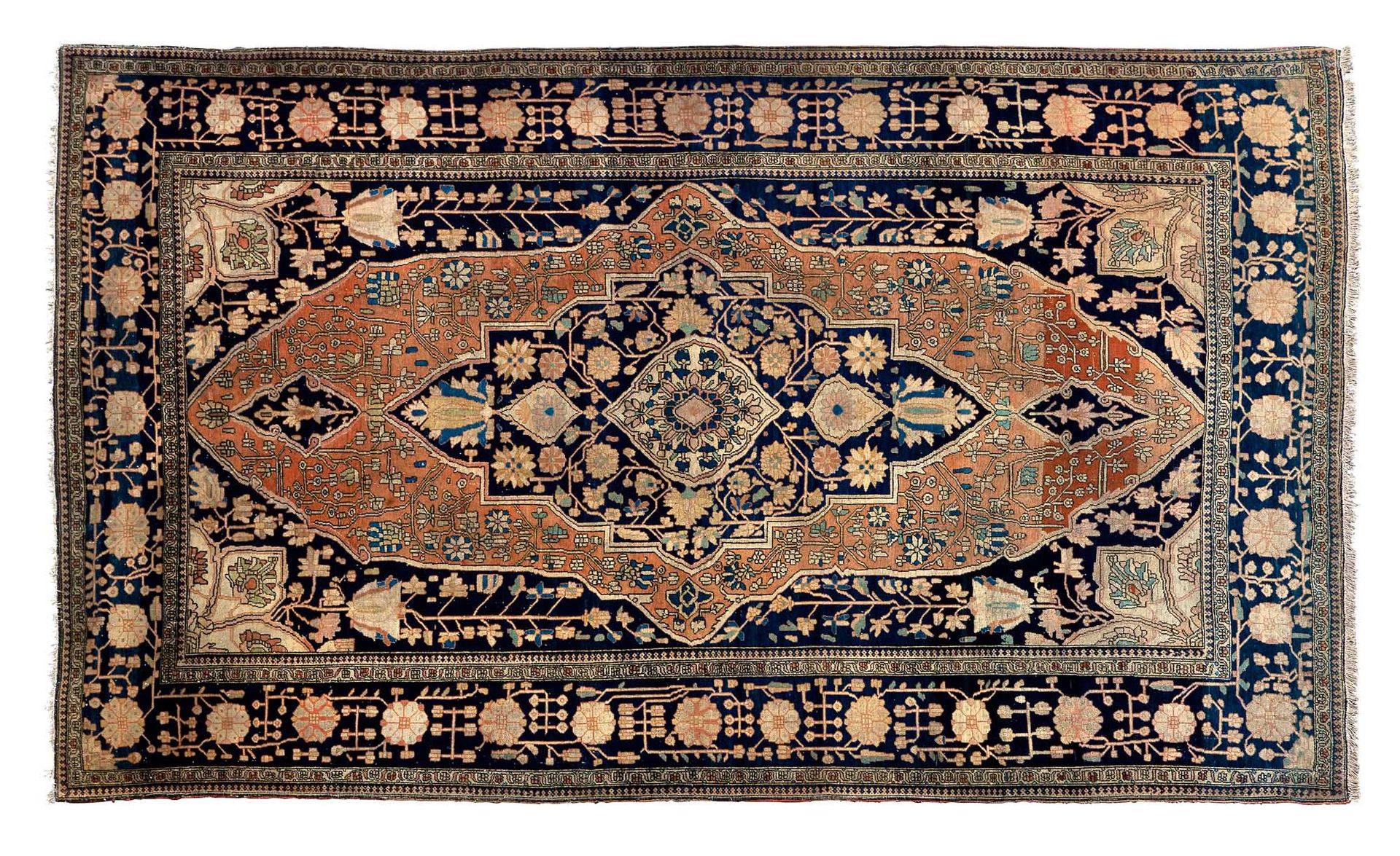 Null KACHAN地毯，在纺织大师MORTACHEM（波斯）的车间里编织，19世纪末

尺寸：195 x 130厘米

技术特点 : 羊毛丝绒，棉质基础。
&hellip;