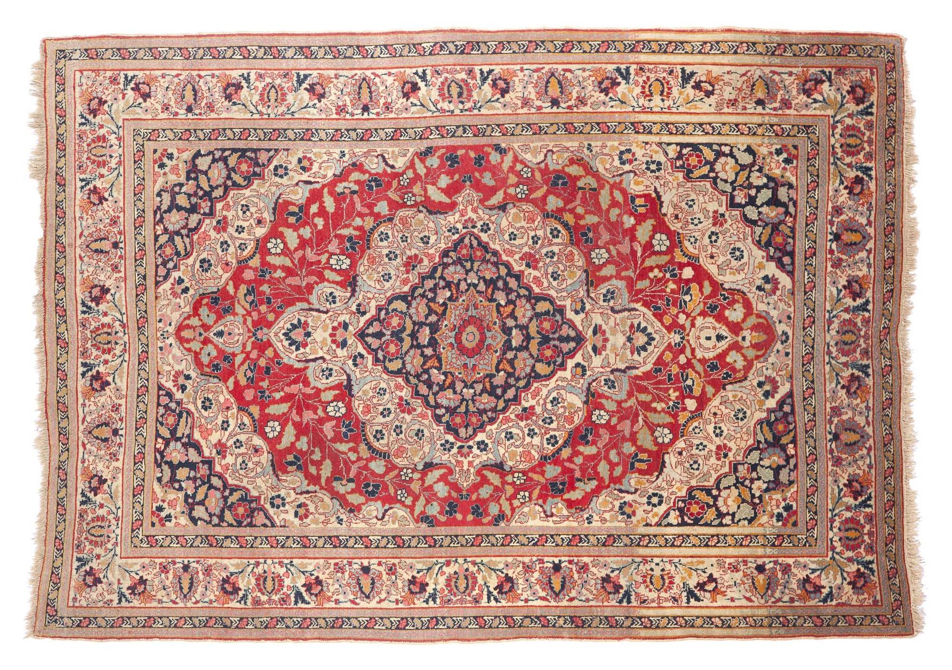 Null TABRIZ地毯，在著名的织工大师DJAFFER（波斯）的作坊里编织，19世纪末。

尺寸：178 x 128厘米

技术特点 : 羊毛丝绒，棉质基础&hellip;