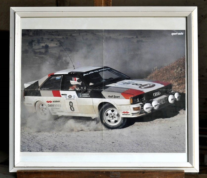 Null Audi Quattro Sport, Akropolis Nr. 8. Mikkola. Gerahmtes Poster. 50x70cm