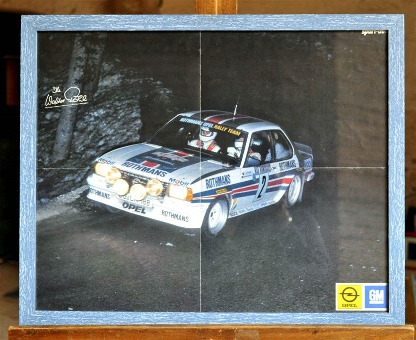 Null Opel Ascona 400, Rothmans, 1. MC 1982, W. Rorht. Gerahmtes Poster. 40x50cm