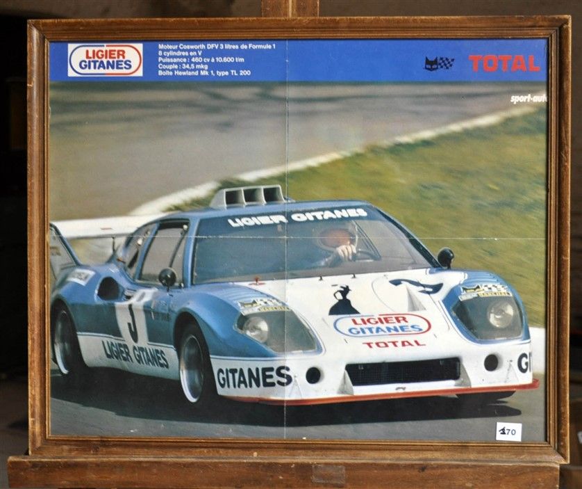 Null Ligier JS2 Cosworth Gitanes N° 3。带框海报。40x50厘米