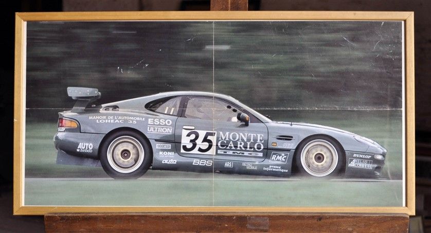 Null Aston DB7 N° 35, Le Mans 1995. Framed poster. 30x60cm