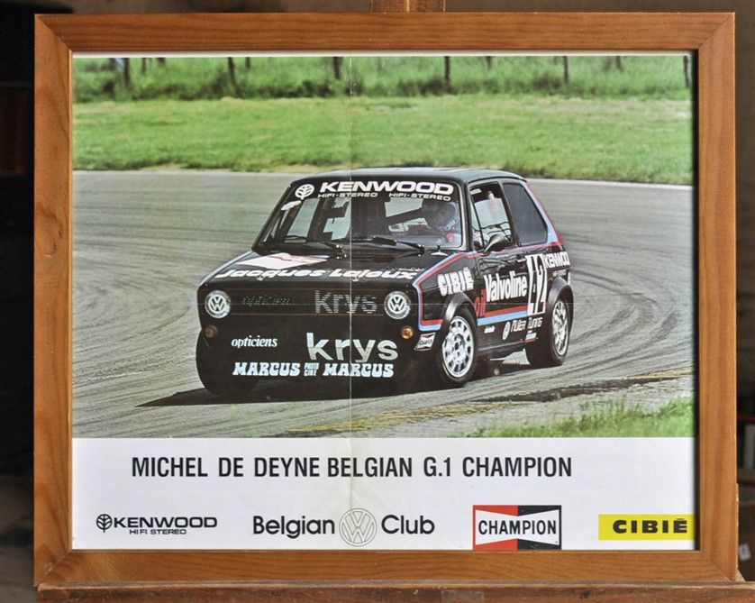 Null VW Golf GR1, Valvoline, M. De Deyne. Framed poster. 40x50cm