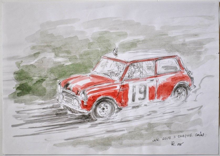 Null François CHEVALIER. Austin Cooper S Monte Carlo. Watercolor, signed lower r&hellip;