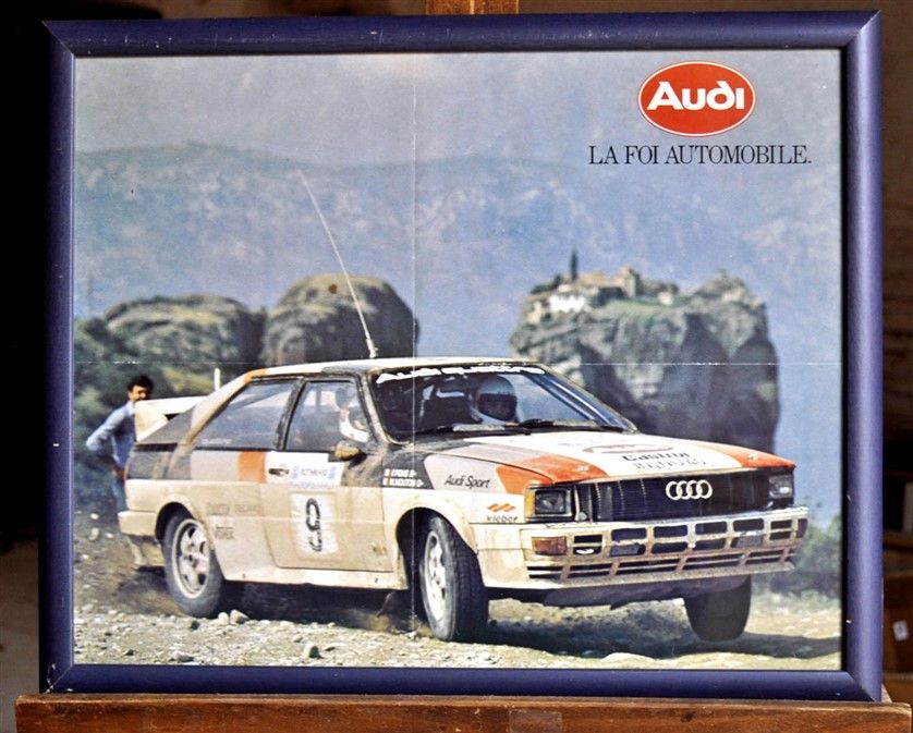 Null Audi Quattro, Acropole, M. Mouton. Cartel enmarcado. 40x50cm