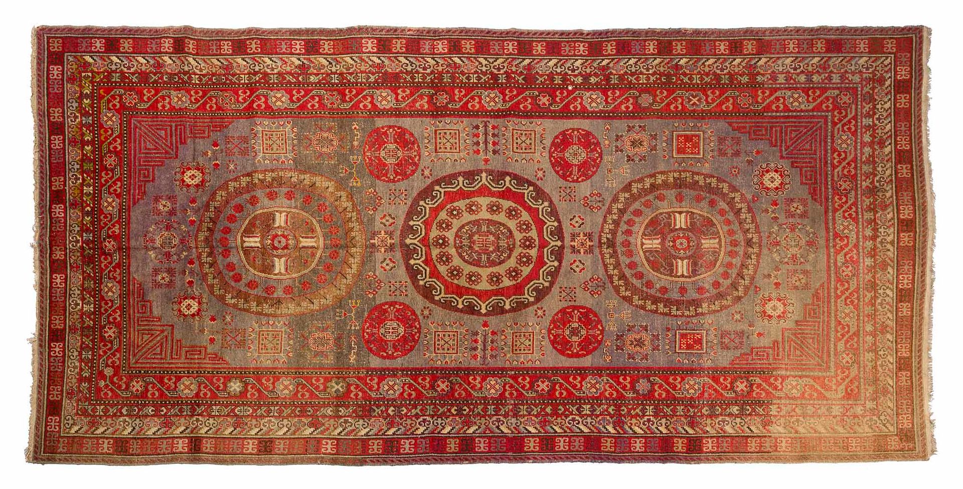 Tapis SAMARKANDE (Asie Centrale), fin du 19e siècle 
Dimensions : 410 x 210cm. 
&hellip;