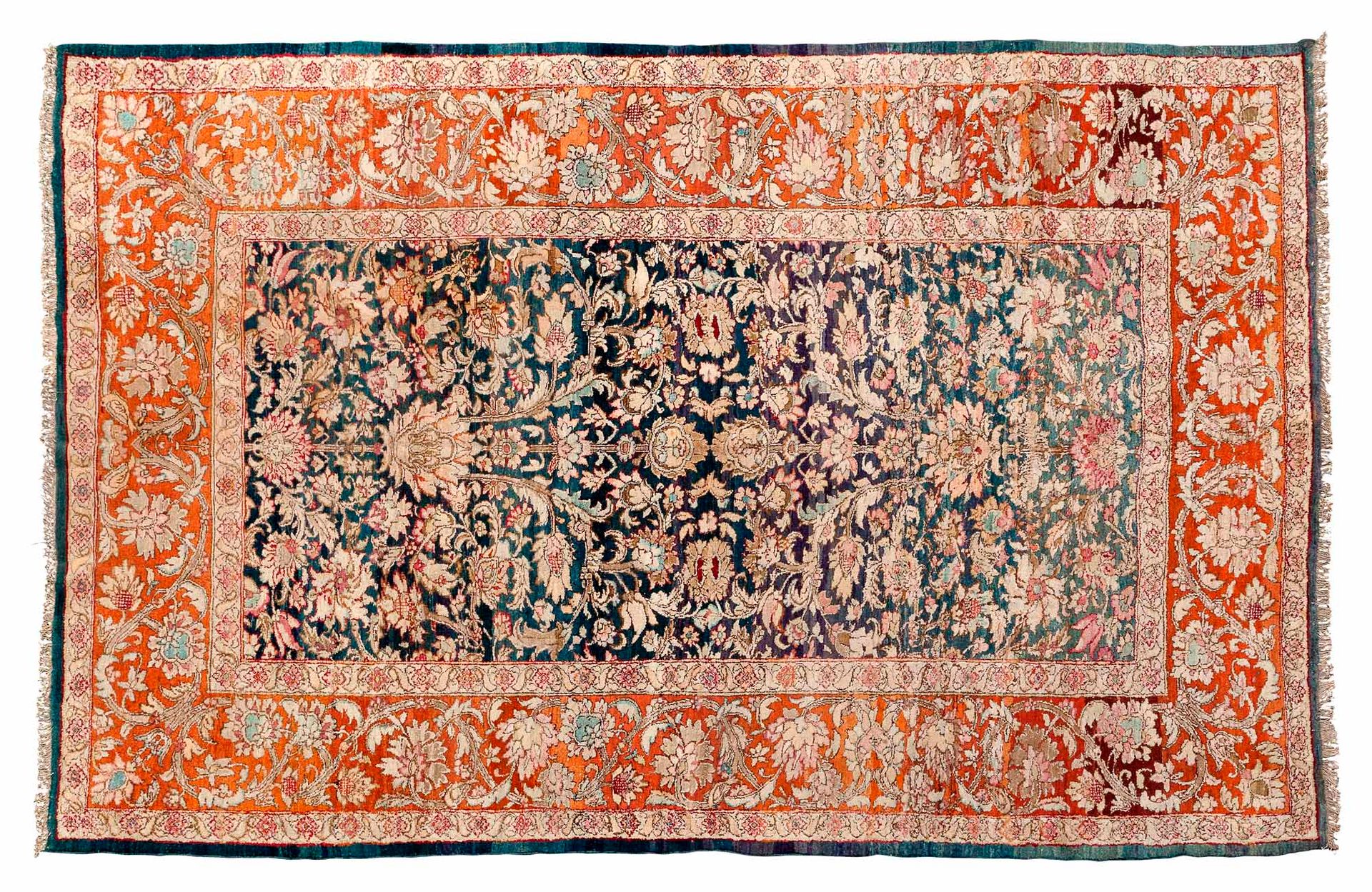 Très beau tapis LAHORE (Inde), fin du 19e siècle 
Dimensions : 307 x 206cm. 
Car&hellip;