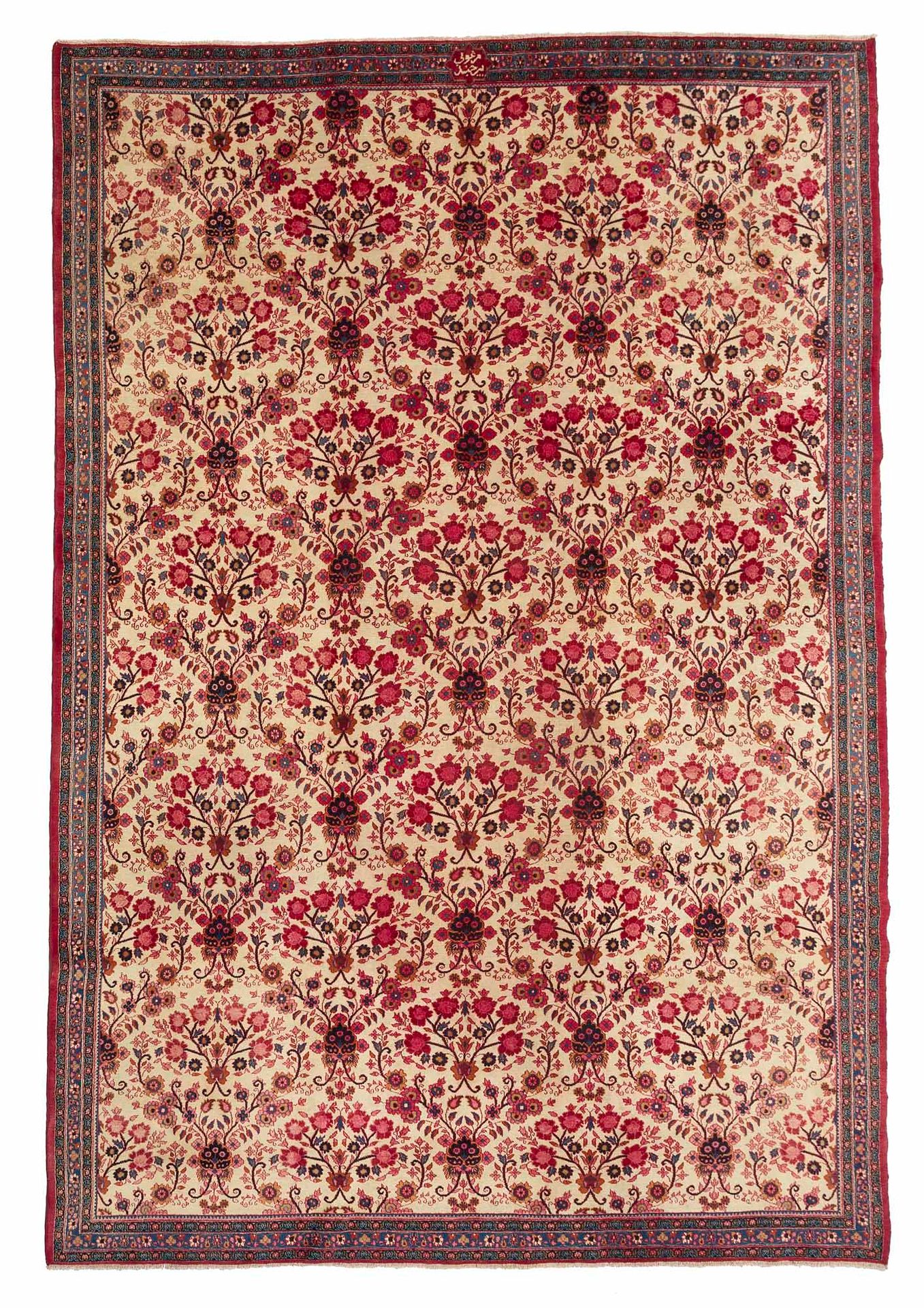Null MÉCHED KHORASSAN地毯，（波斯），20世纪前三分之一。

尺寸：376 x 265厘米。

技术特点 : 羊毛天鹅绒，棉质底板。

一个&hellip;