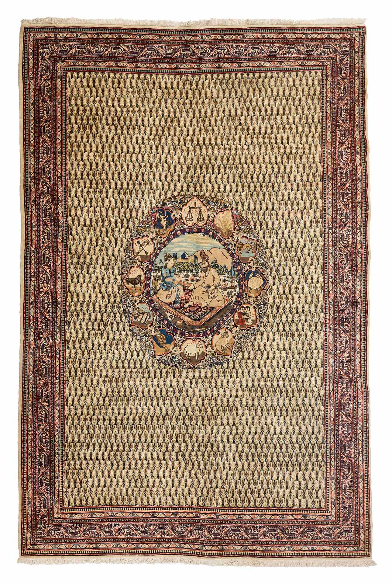 Null TABRIZ地毯（伊朗），沙赫时期，20世纪中期

尺寸：320 x 220厘米。

技术特点 : 羊毛丝绒，棉质基础。

象牙领域的多色花蕾支撑着一&hellip;
