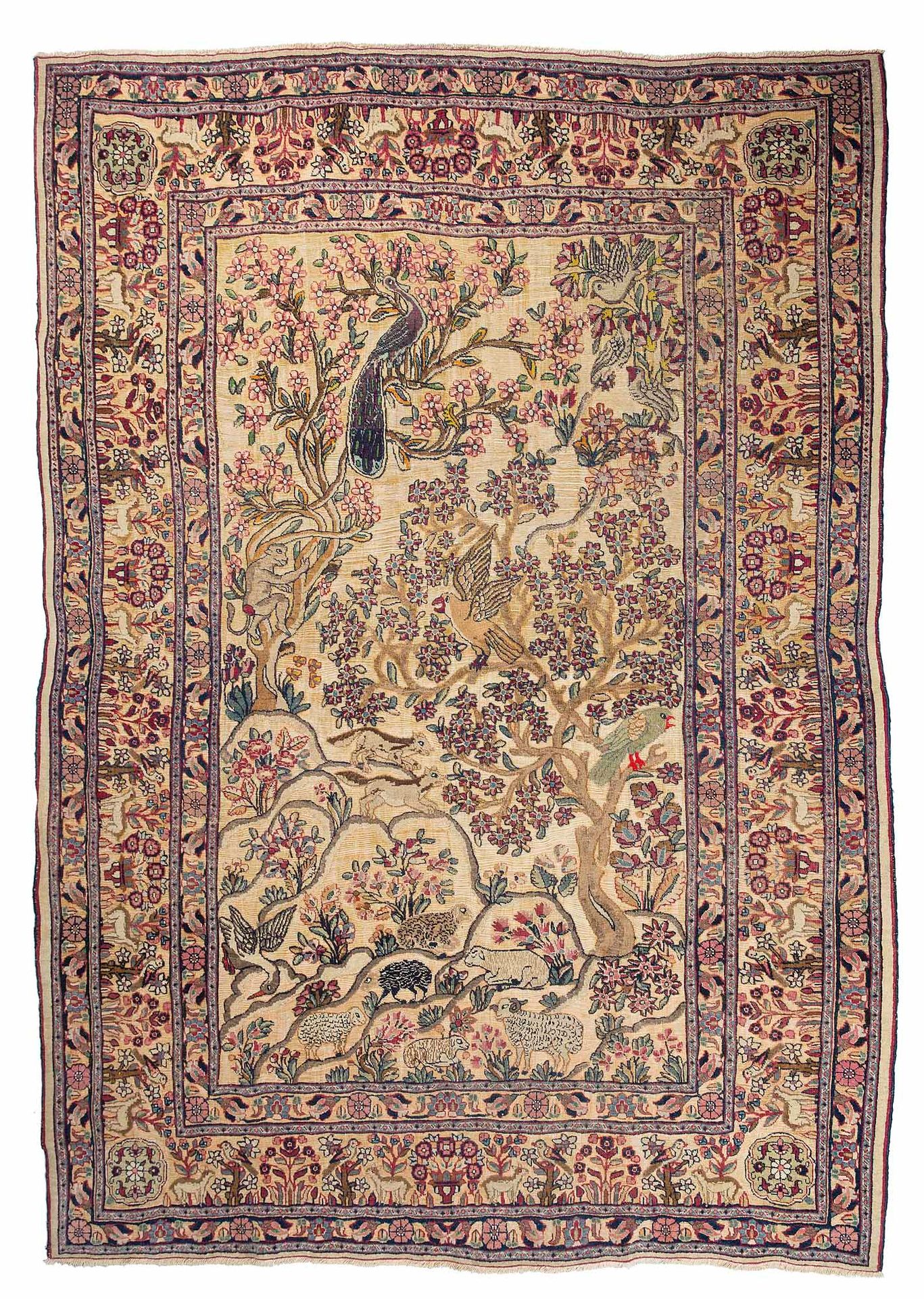 Null Raro tappeto TABRIZ SOOF a rilievo su fondo di seta (Persia), fine XIX seco&hellip;