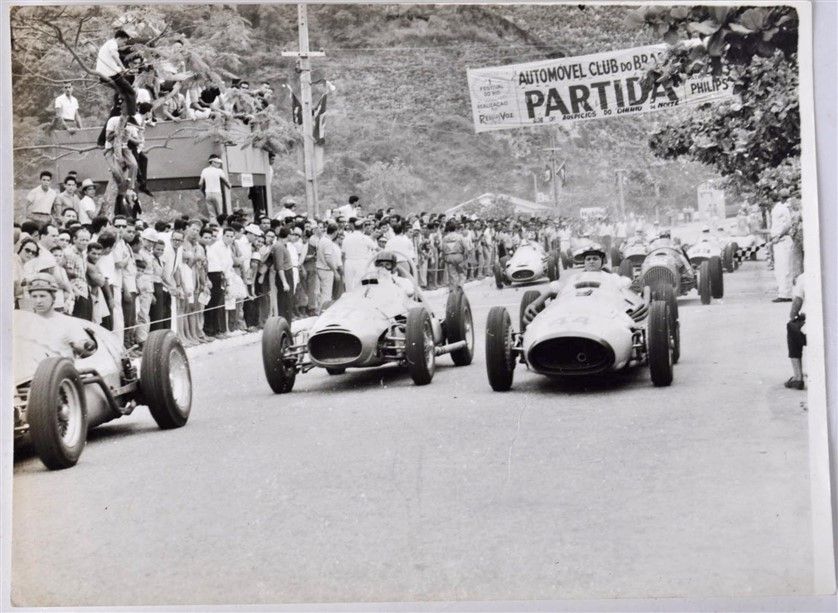 Null Großer Preis von Sao Paulo 1951(?) der Start. Foto, 18x24cm