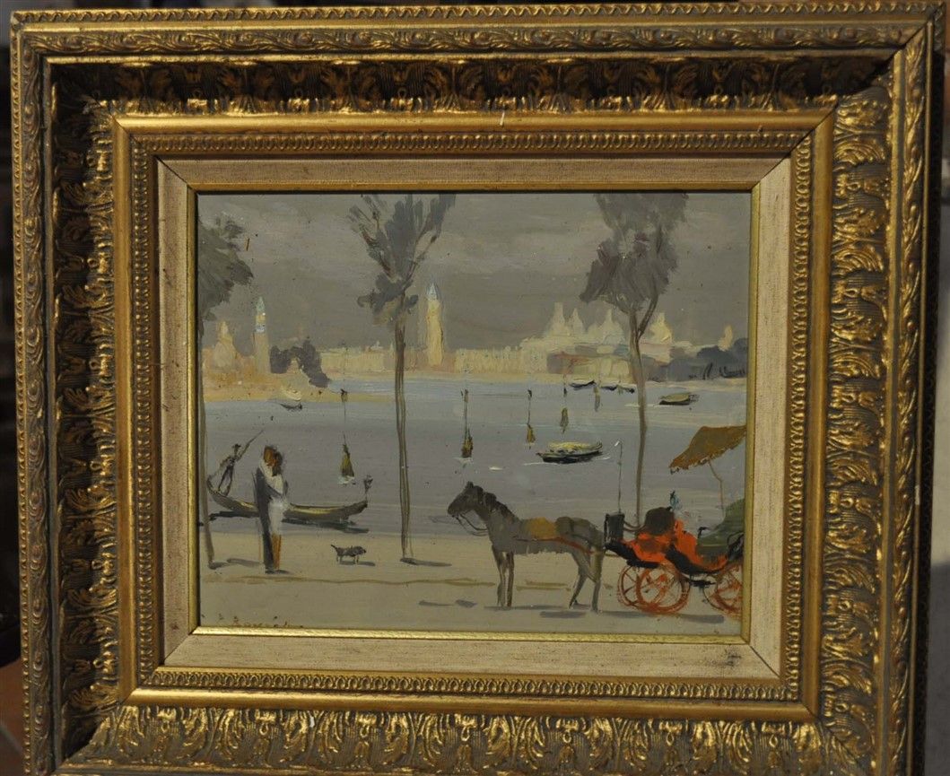 Null Pierre BOUDET. Venice, the lido, 1972. Oil on panel, signed lower left, 23,&hellip;
