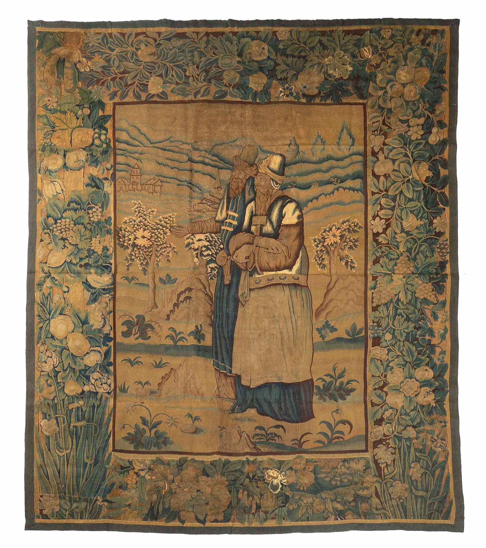 Null 佛兰德斯的挂毯，16世纪

技术特点 : 羊毛和丝绸

尺寸：高度：265厘米；宽度：210厘米

在一片丘陵地带，鲜花盛开，树木轻盈，可以看到建筑物&hellip;