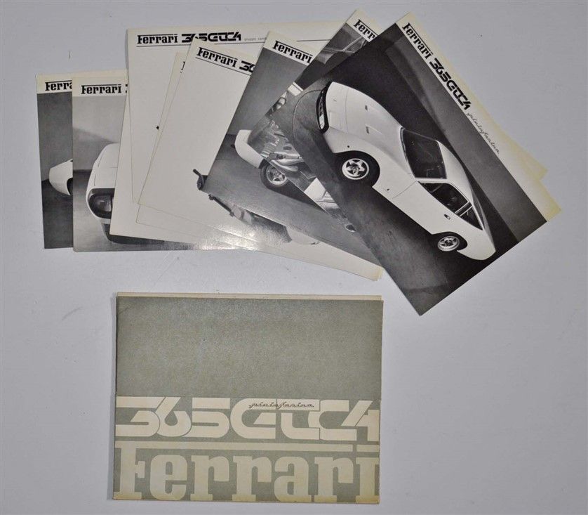 Null Faltblatt Ferrari 365 GTC4 mit 10 Fototafeln