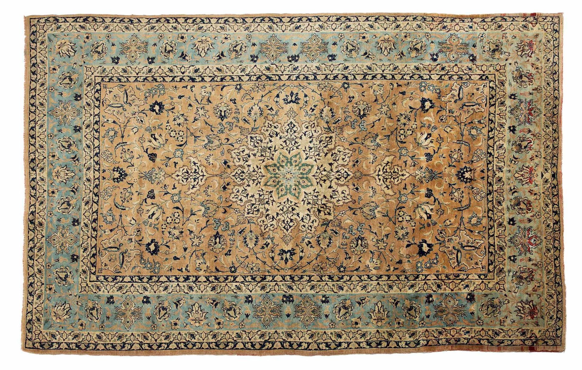 Null 精美的ISPAHAN地毯上的丝链，（波斯），约1930/40年

尺寸：232 x 144厘米。

技术特点 : 羊毛天鹅绒，丝质衬底。

一个精致的&hellip;