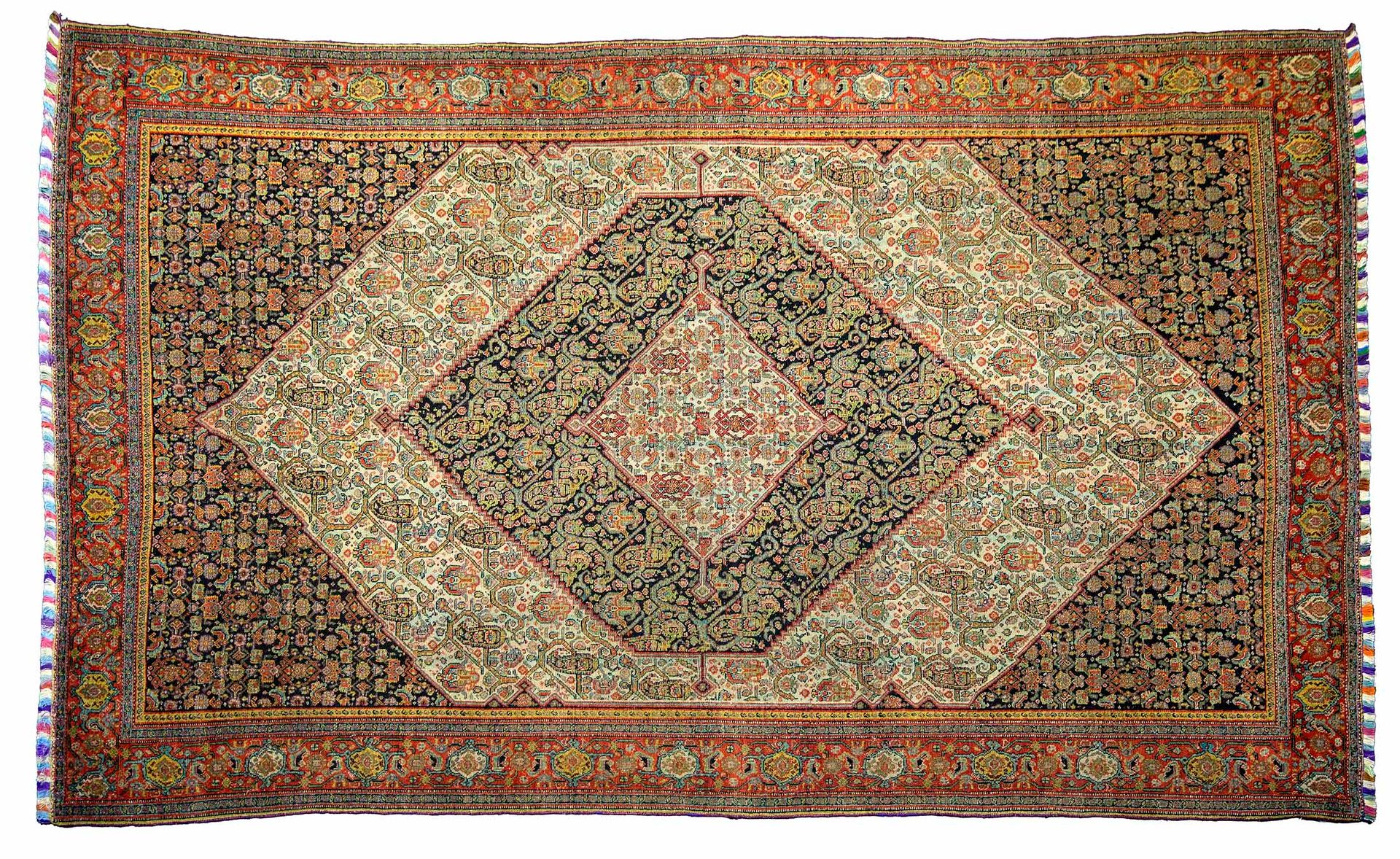 Null Rare SENNEH carpet (Persia), late 19th century, woven on multicolored silk &hellip;