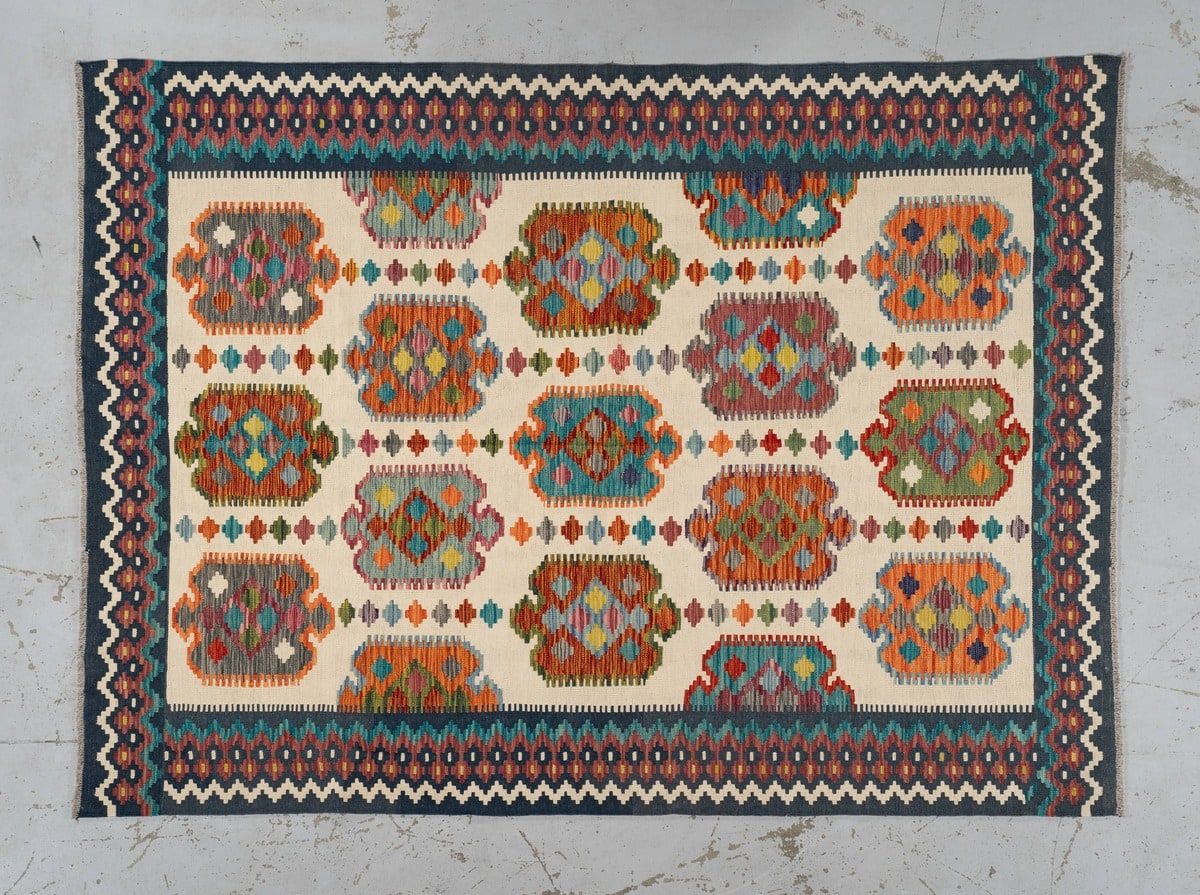 Null Kilim. Afghan. Vers 1970
Dimensions. 238 x 175 cm
Travail à l aiguille
Bell&hellip;