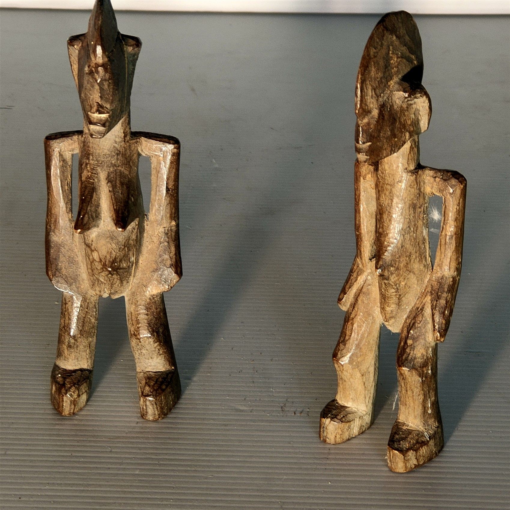 Null SENOUFO - COTE D'IVOIRE - Couple, (man - woman) small wooden statues - H: 1&hellip;