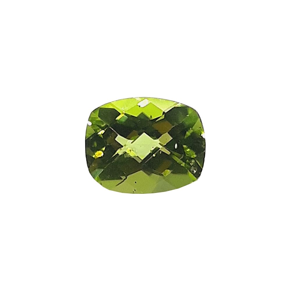Null PERIDOT - 来自巴西 - 颜色：绿色 - 枕形三角形 - 重量：3.02克拉 - 尺寸：10x8.03x5.38毫米