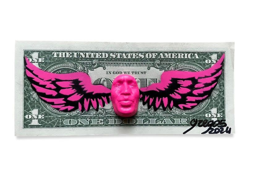 Gregos (Né en 1972) Pink Flying Dollar, 2024
Peinture aérosol, acrylique, plâtre&hellip;
