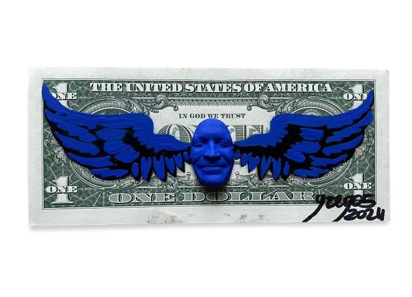 Gregos (Né en 1972) Blue Flying Dollar, 2024
Peinture aérosol, acrylique, plâtre&hellip;