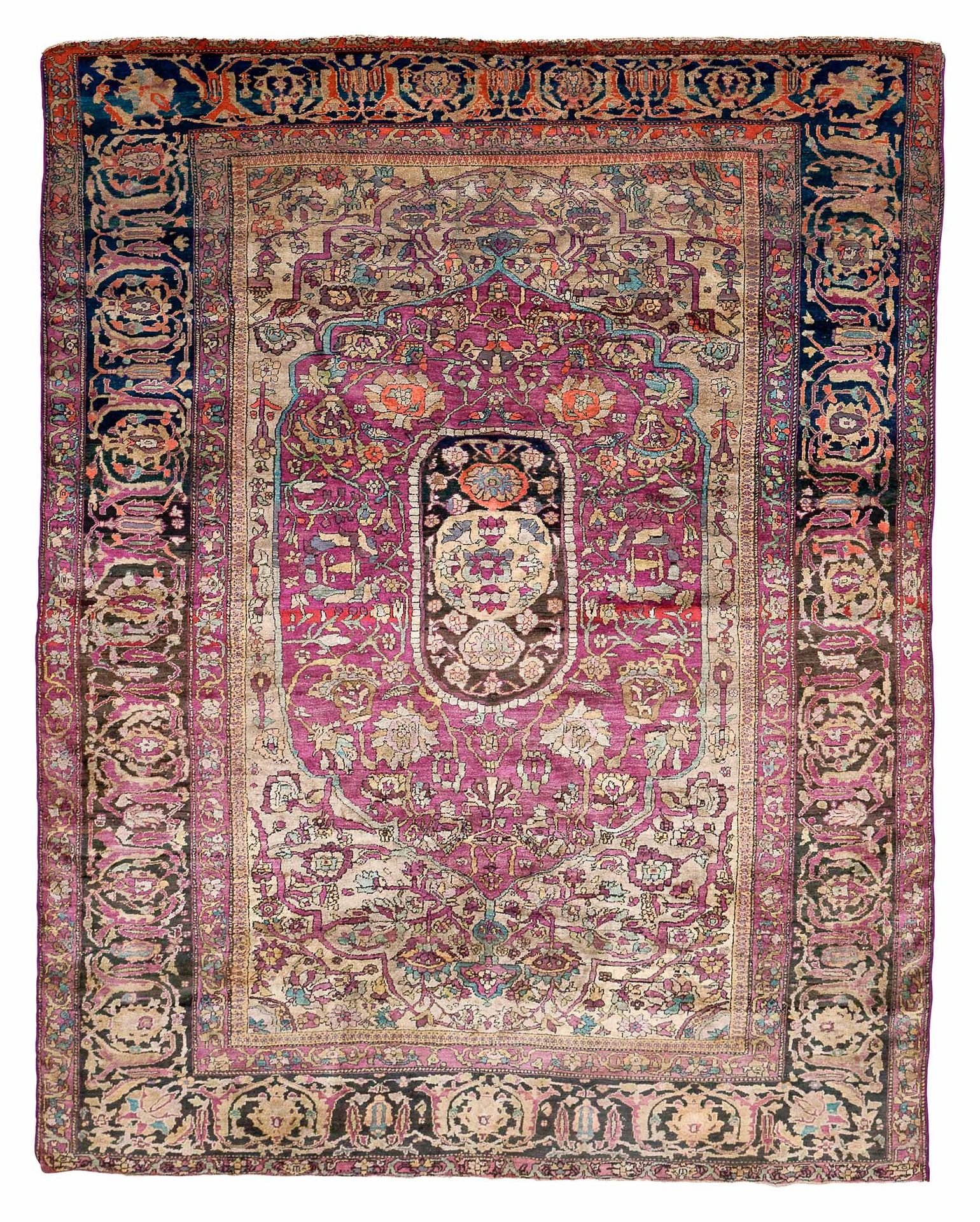 Null Ancien tapis FÉRAHAN en soie (Perse), milieu du 19e siècle
Dimensions : 210&hellip;