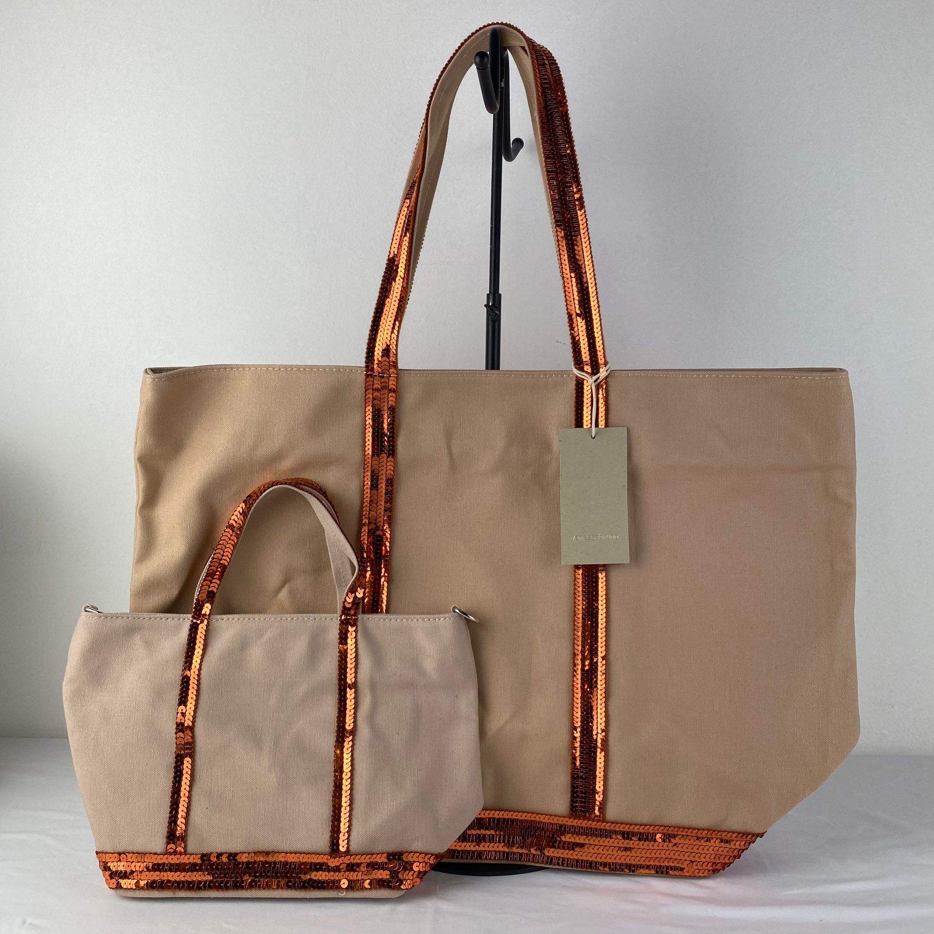 Vanessa BRUNO Set of 2 VANESSA BRUNO tote bags, 1 large model 48cm salmon color &hellip;
