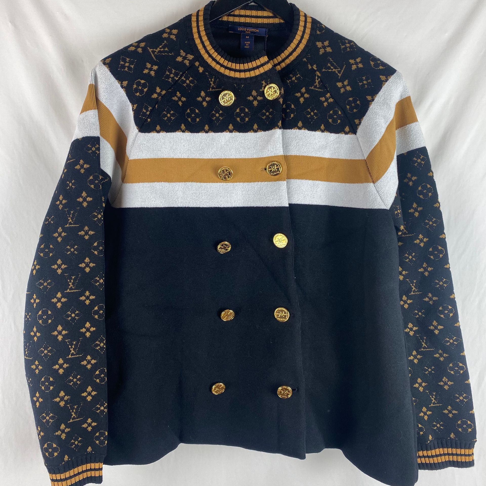 Vest LOUIS VUITTON wool and cashmere golden buttons, bla…