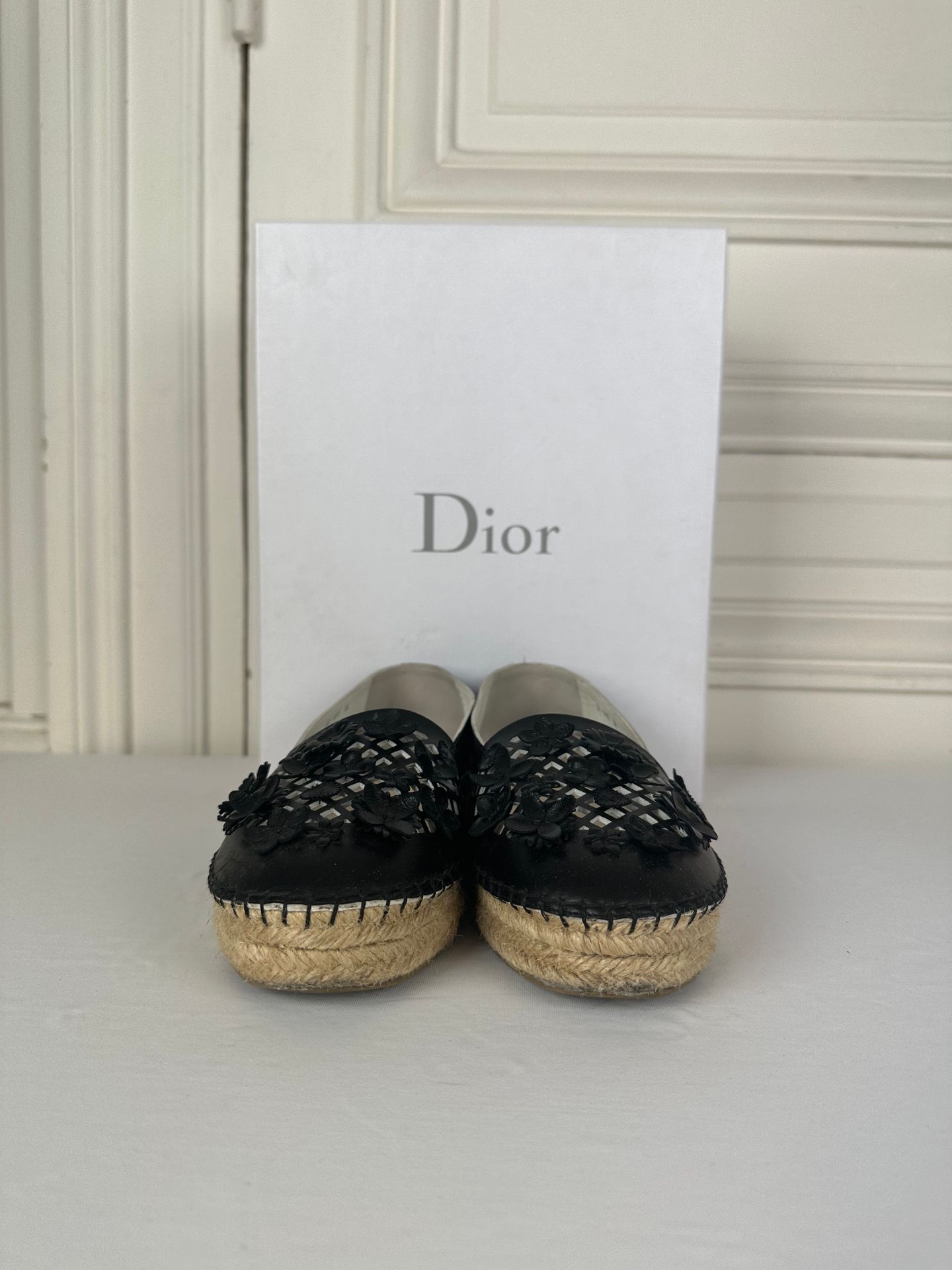 DIOR P.36 一双 DIOR 皮鞋：黑色皮质 espadrille，36 码，型号 Dior Flore - 二手