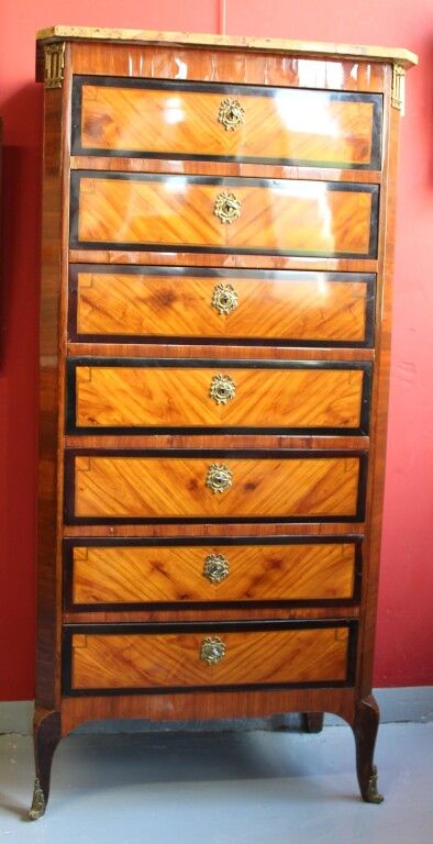Null Transition style veneered and inlaid wood weekly cabinet. Breche marble top&hellip;