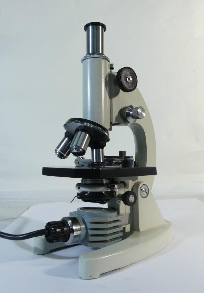 Null Paralux PCB 1600 microscope. With backlight. Height 31 cm in wooden case.