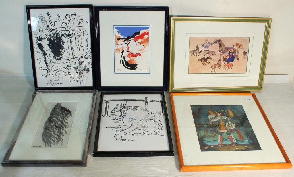 Null Meeting of 12 framed pieces.