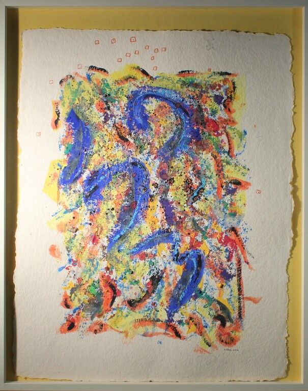 Null O. Wahl. Composition abstraite. Huile sur papier. Signée. 66 x 51 cm.