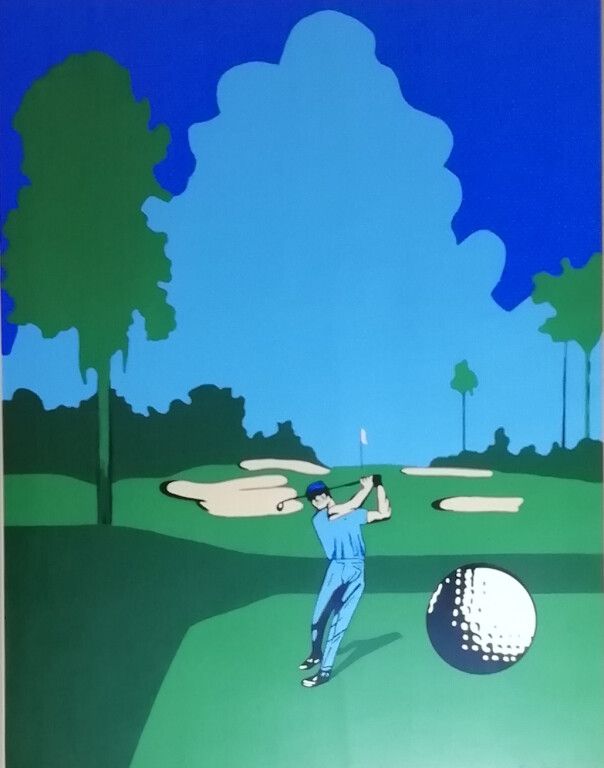 Null Erik Drummond (XX). Golf, Right down in the middle. Lithographie en couleur&hellip;