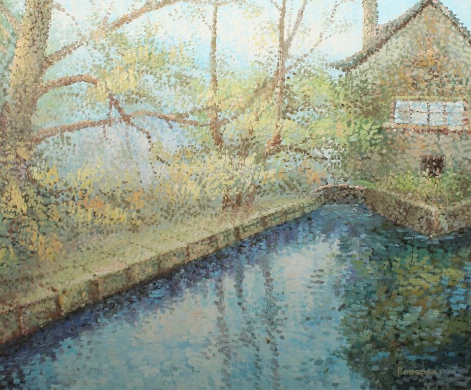 Null Pointillist school. Landscape. HSToile. 50 x 60 cm.