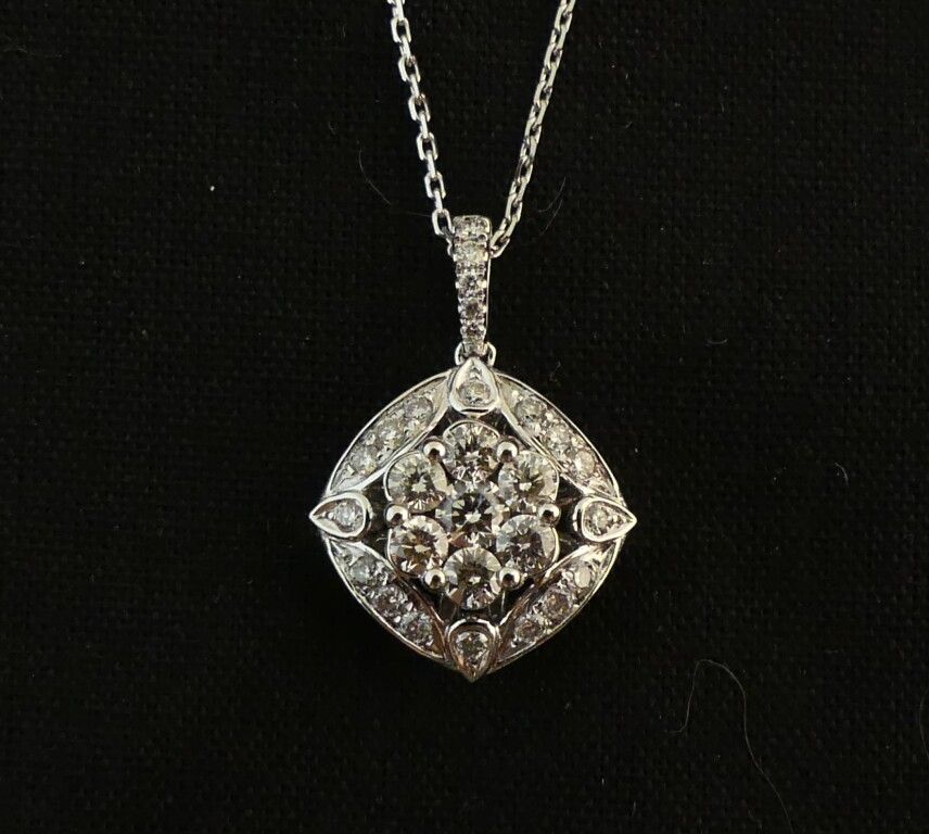 Null Art Deco style" pendant + "eagle head" hallmarked 750/1000 (18K) white gold&hellip;