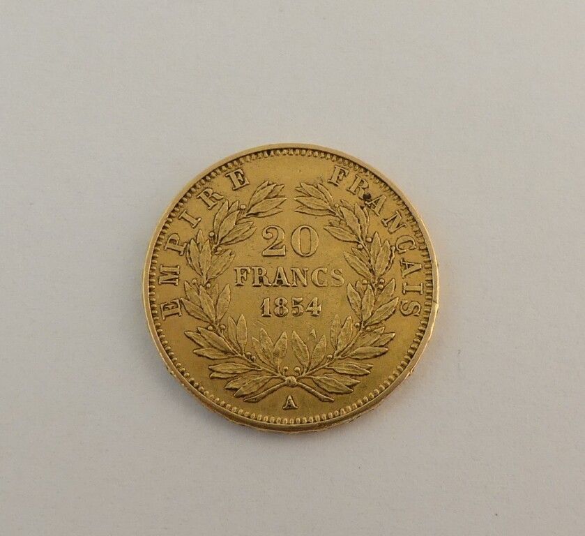 Null 1854年A的20法郎金币。重量：6.4克。