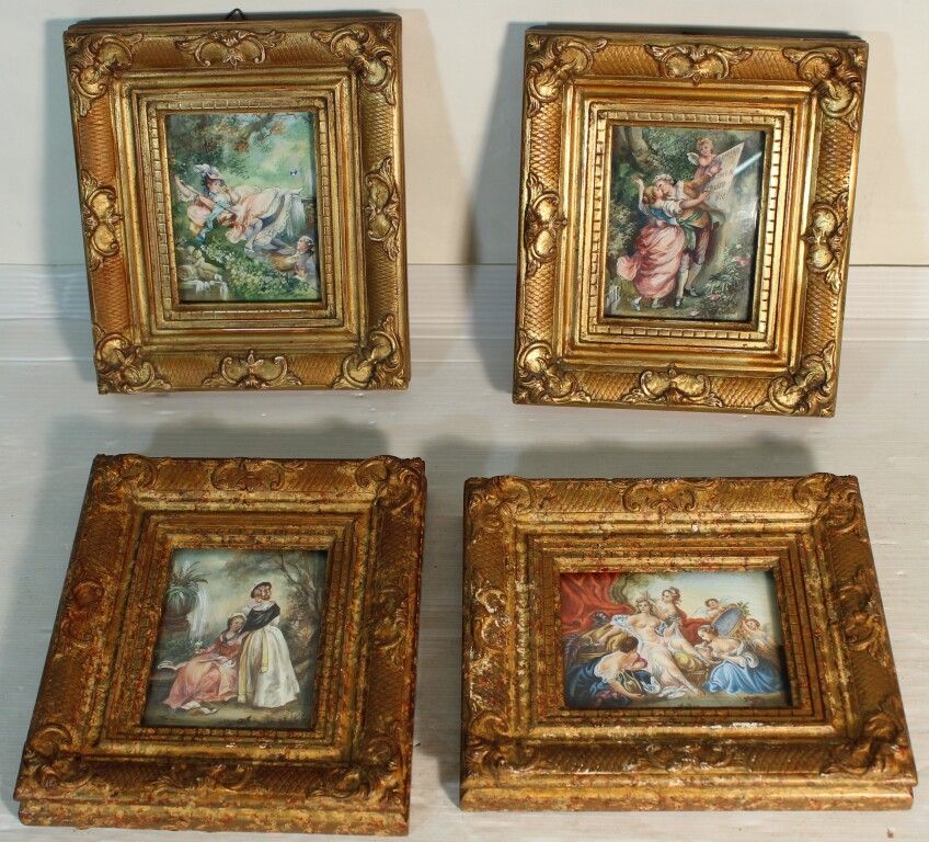 Null Lot of 4 miniatures on ivory.