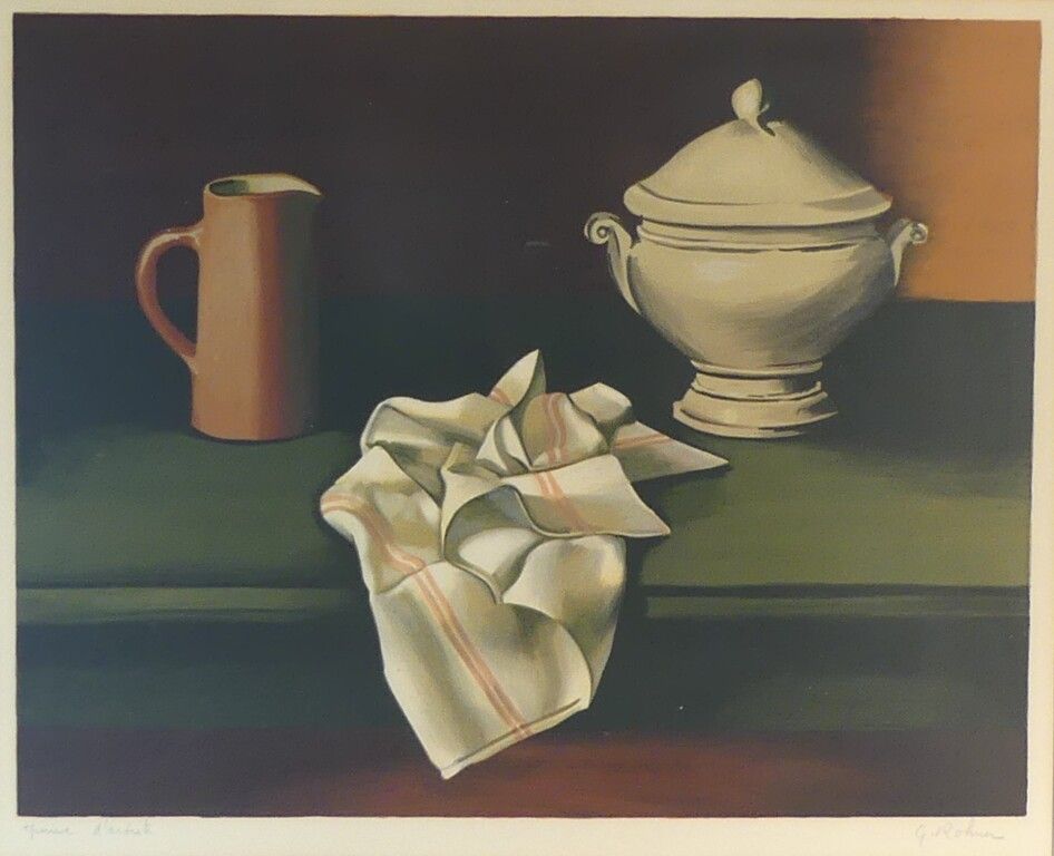 Null Georges Rohner. Still life. Lithograph. Signed and marked E.A. 44 x 56 cm.