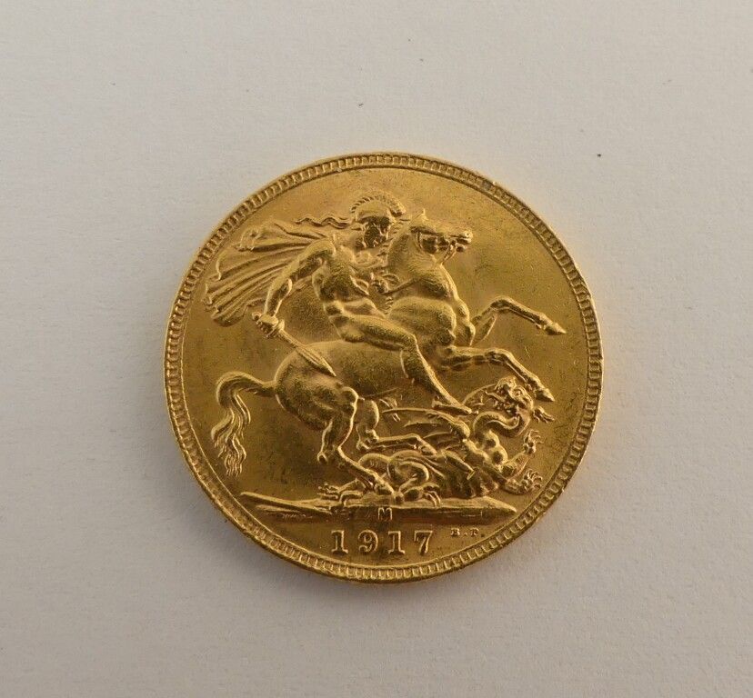 Null 乔治五世黄金币。1917年。重量.7.95g。