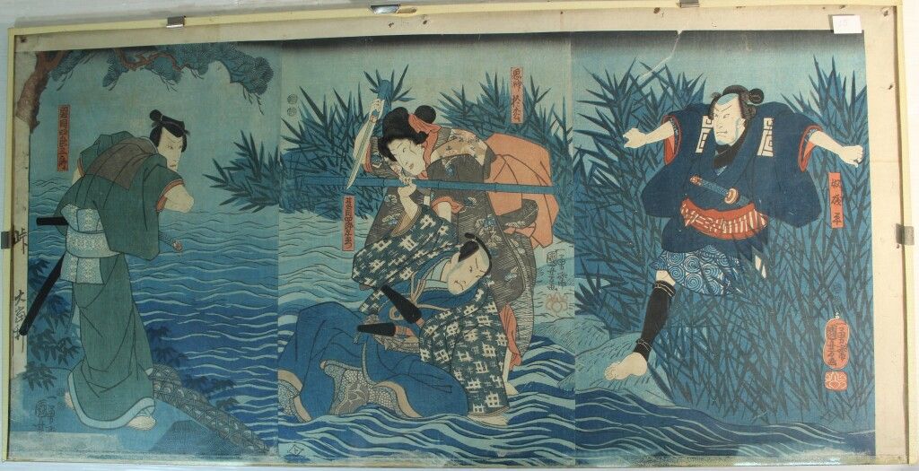 Null Japan. Triptychon. Drucken. Unterschrieben. 70 x 35 cm.