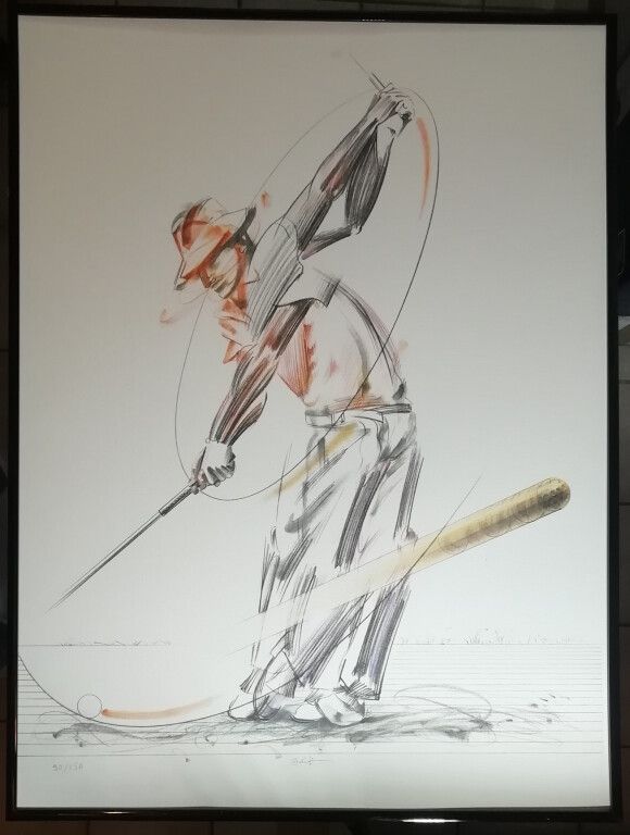 Null Hans Borchert (1951) after. Golf. Photolithograph in colors, numbered 90/15&hellip;