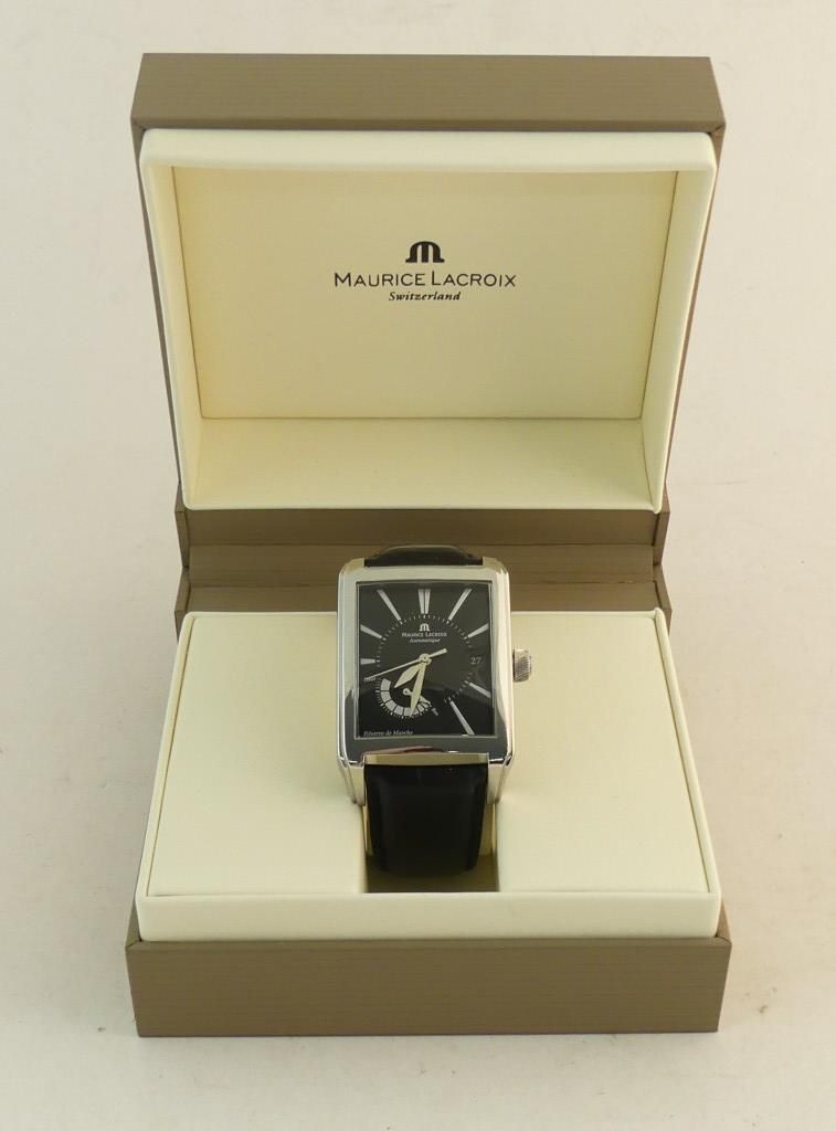 Null MAURICE LACROIX . Pontos - Rectangular steel wristwatch circa 2008 with smo&hellip;