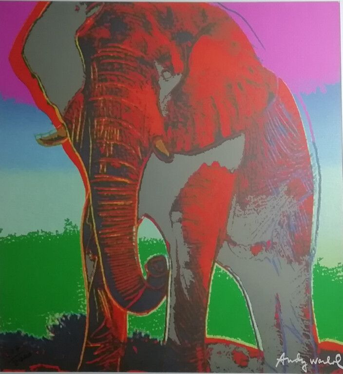 Null 安迪-沃霍尔（1928 - 1987）之后。非洲大象。来自《濒危物种》系列的印刷品。版次：207 / 2400 ，限量2400册。尺寸：60厘米×60&hellip;
