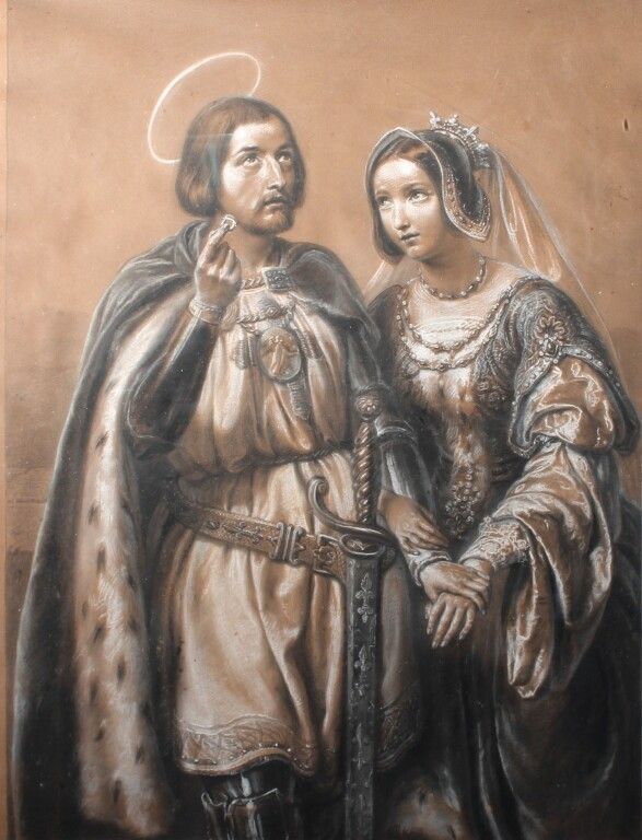 Null Jacob. Saint Louis and Marguerite de provence. Mixed media. Signed and date&hellip;