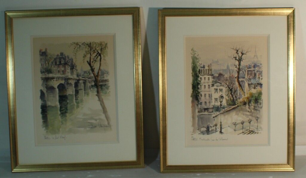 Null Denis Venpecht. 2 litografie. Il Pont Neuf. Montmartre. 30 x 22 cm a vista.&hellip;