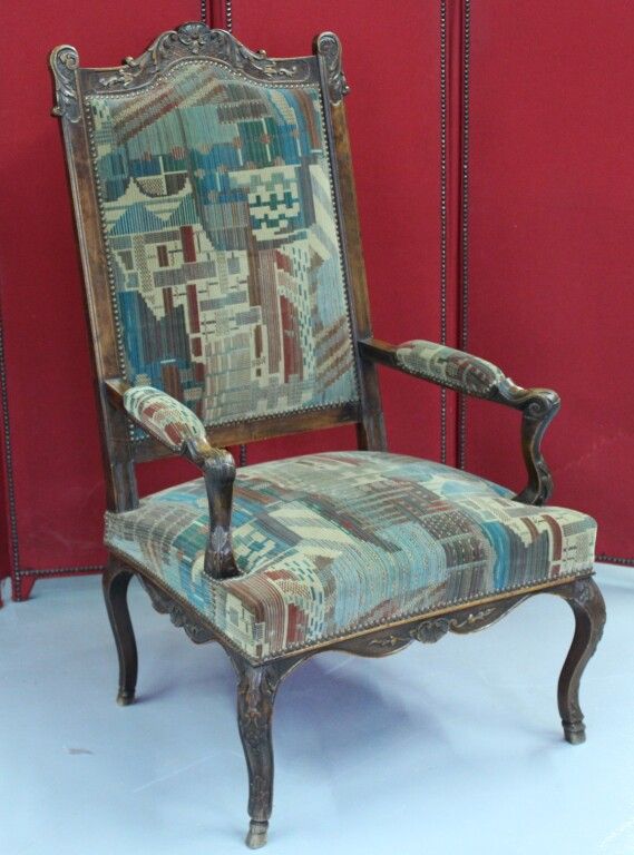 Null Regency style natural wood armchair.