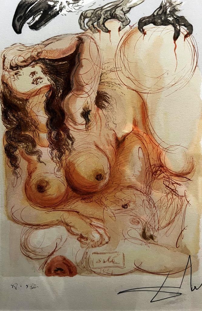 Null Salvador Dalì (dopo). Composizione. Stampa. 31 x 25 cm in mostra.